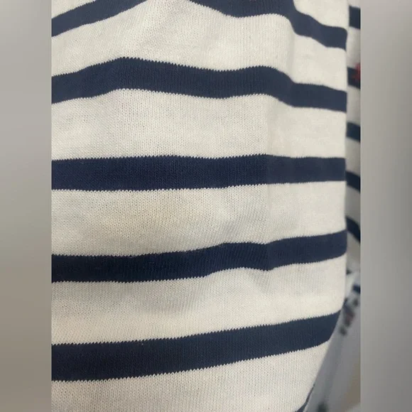 Madewell NWT Floral Embroidered Long Sleeve Crop Top Size XL Nautical Striped - Picture 8 of 9